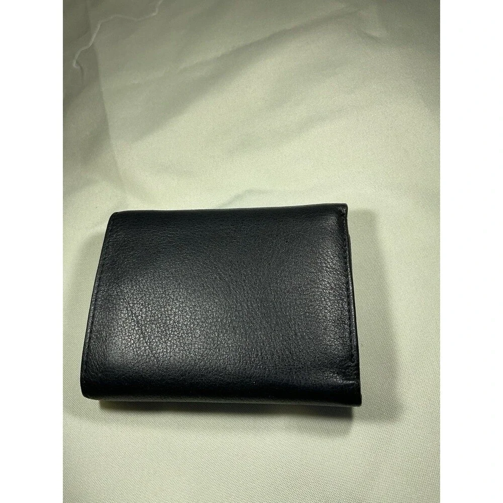 Dockers Mens Genuine Full Grain Black Leather Tri-fold Wallet Credit Card Holder